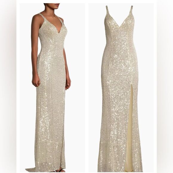 Mac Duggal 11276 Dress Sequined Sleeveless Column Gown NWT size 8 $398 - Picture 5 of 6